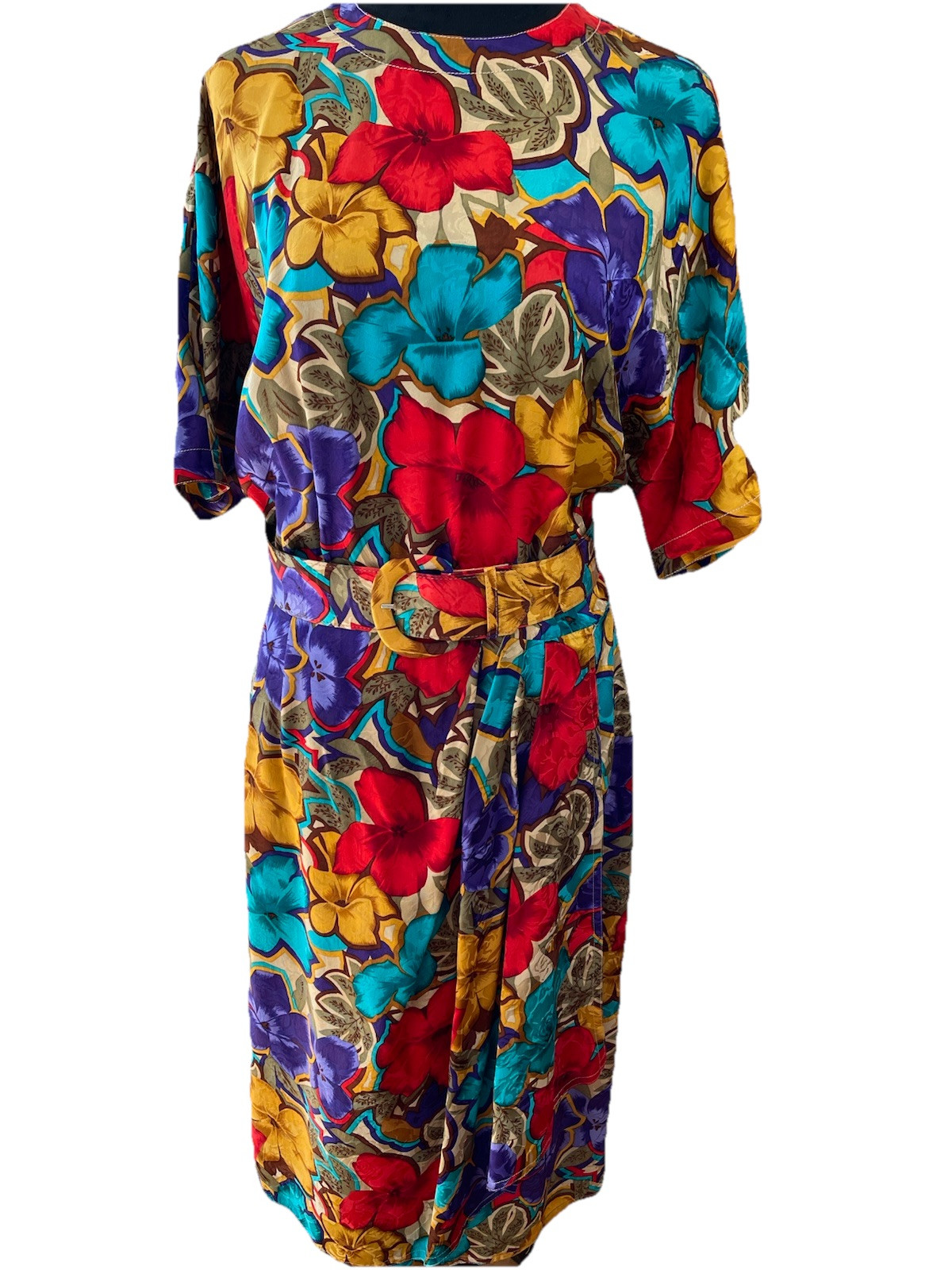 Maggy London by Jeannene Booher 100% silk Floral dress Vintage 1980s Size 10
