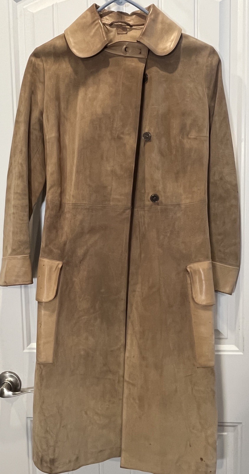 Vintage Couture 70’s Gucci brown Suede Trench Coat Tiger Head Size XS pleaseREAD