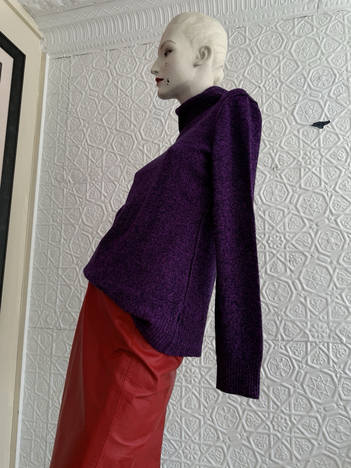 Purple Black Heather Cashmere Turtleneck sweater Medium Aqua