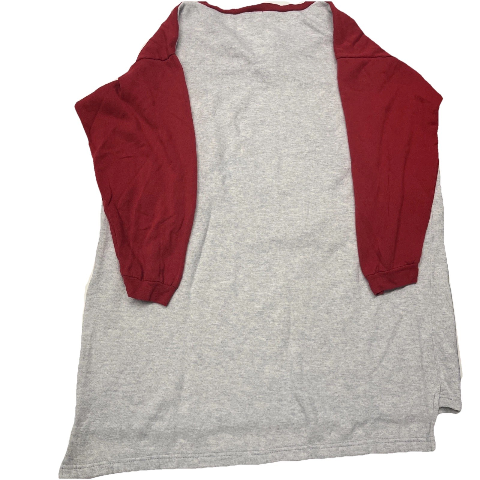 Vintage Cool Breeze USA Large Red And Gray Lace Tie Long Sleeve Acrylic Pullover