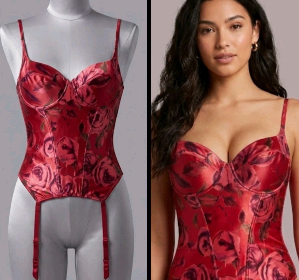 Vtg Victoria’s Secret Satin Second Skin Underwire Lace Up Corset Bustier! 36B