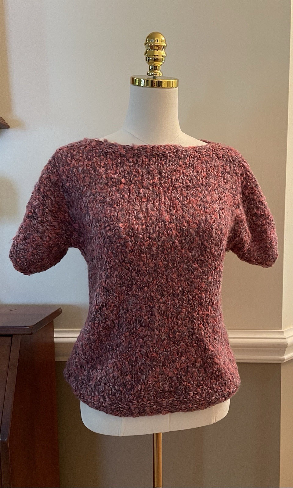 Handknit Women’s Shirt Pink and Purple Vintage 1980’s Yarn