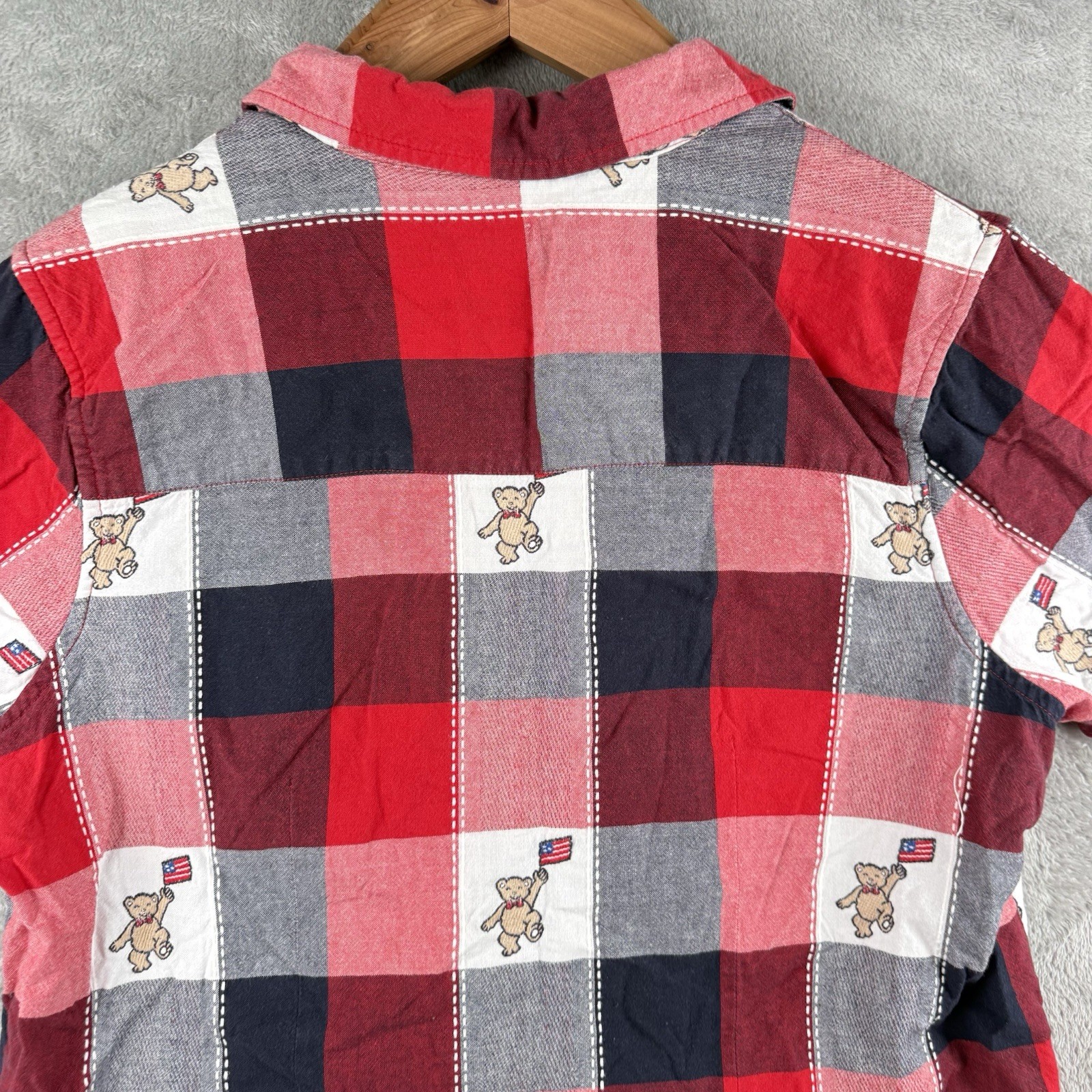 Fashion Bug VTG July 4th Embroidered Bear Flag Button Down Shirt Womens 18/20
