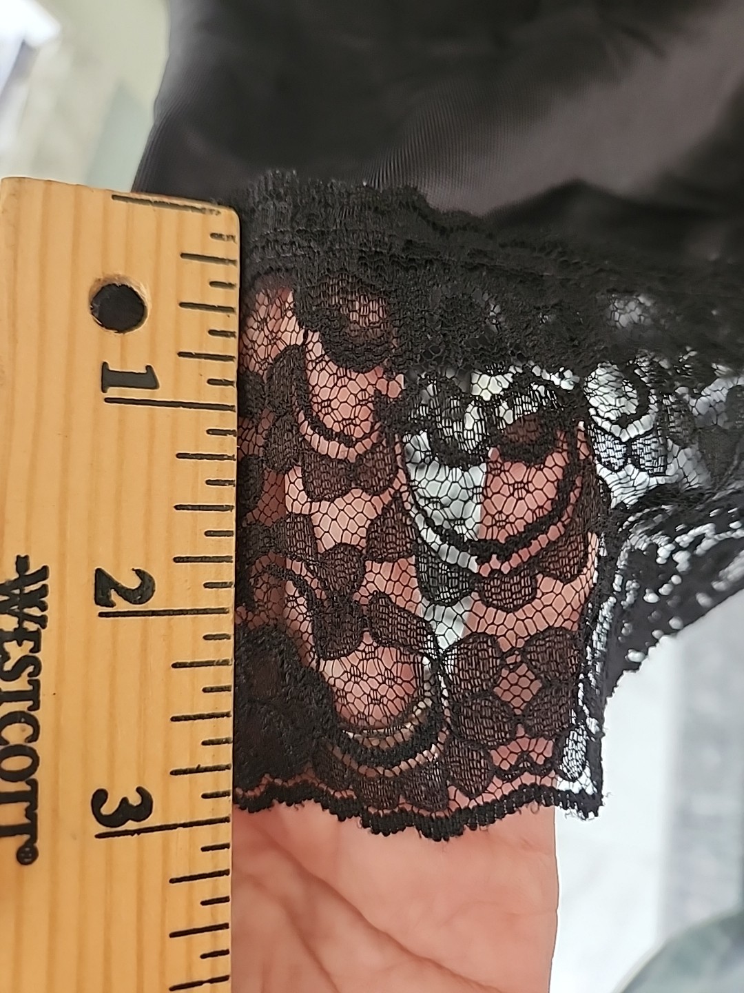 Vintage Sears Black Slip Skirt Lace Trim Large Waist 30-32 Retro Midi Underlayer
