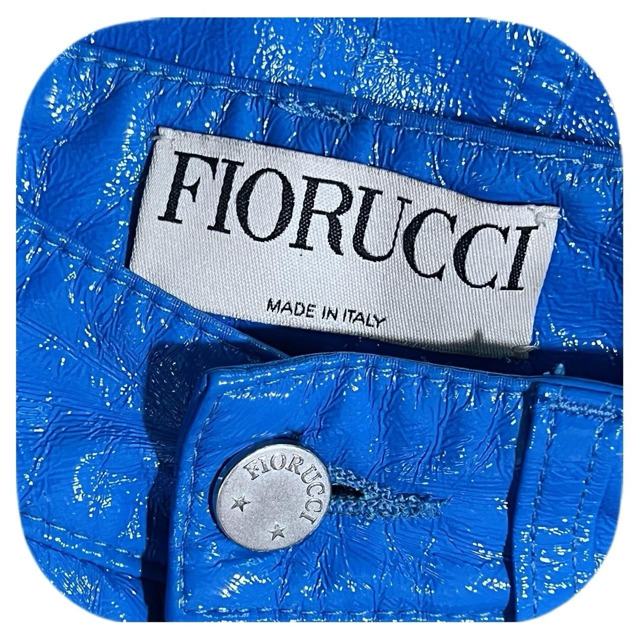 VTG 90s Fiorucci Womens Yves Cobalt Blue Vinyl Pants 26” Made In Italy