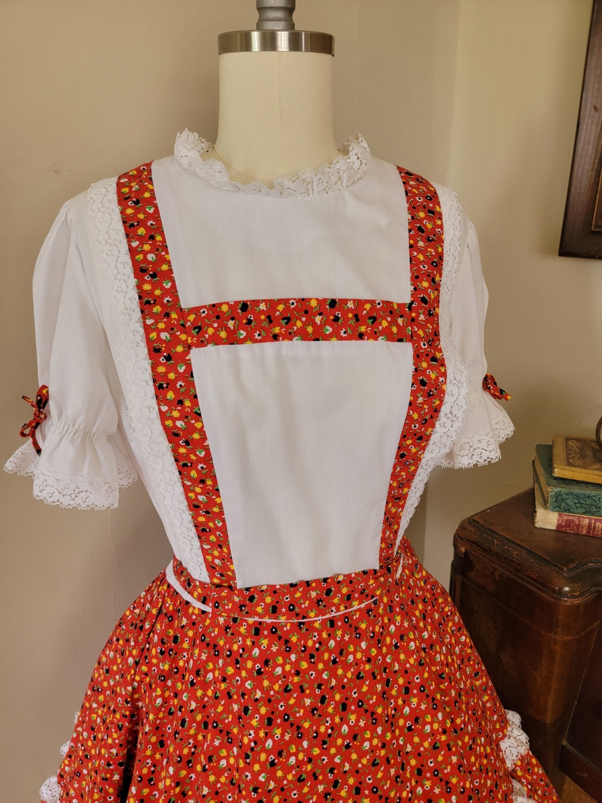 Vintage 1950s Floral Square Dance Dress Fit Flare Malco Modes Partners Please XL
