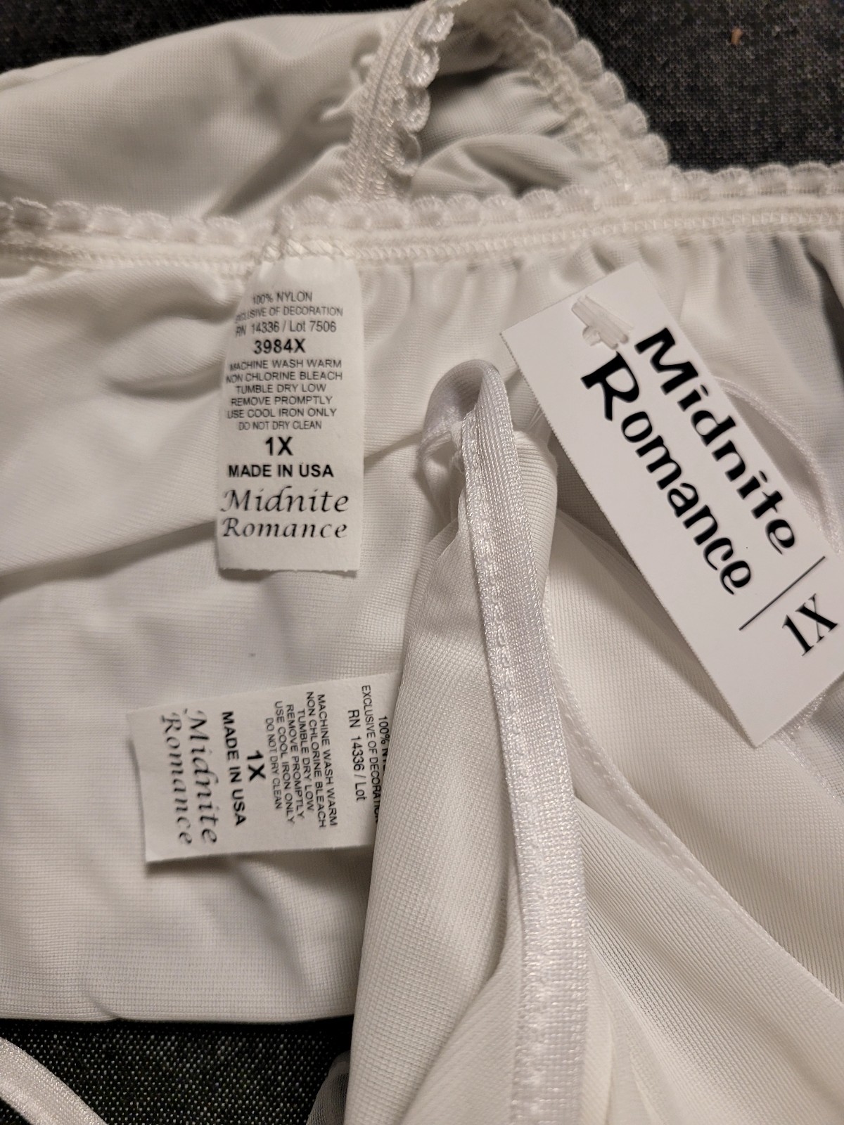 Vintage 90s Y2K Deadstock Lingerie Set Babydoll Mini White Volup XL/1X Sequin
