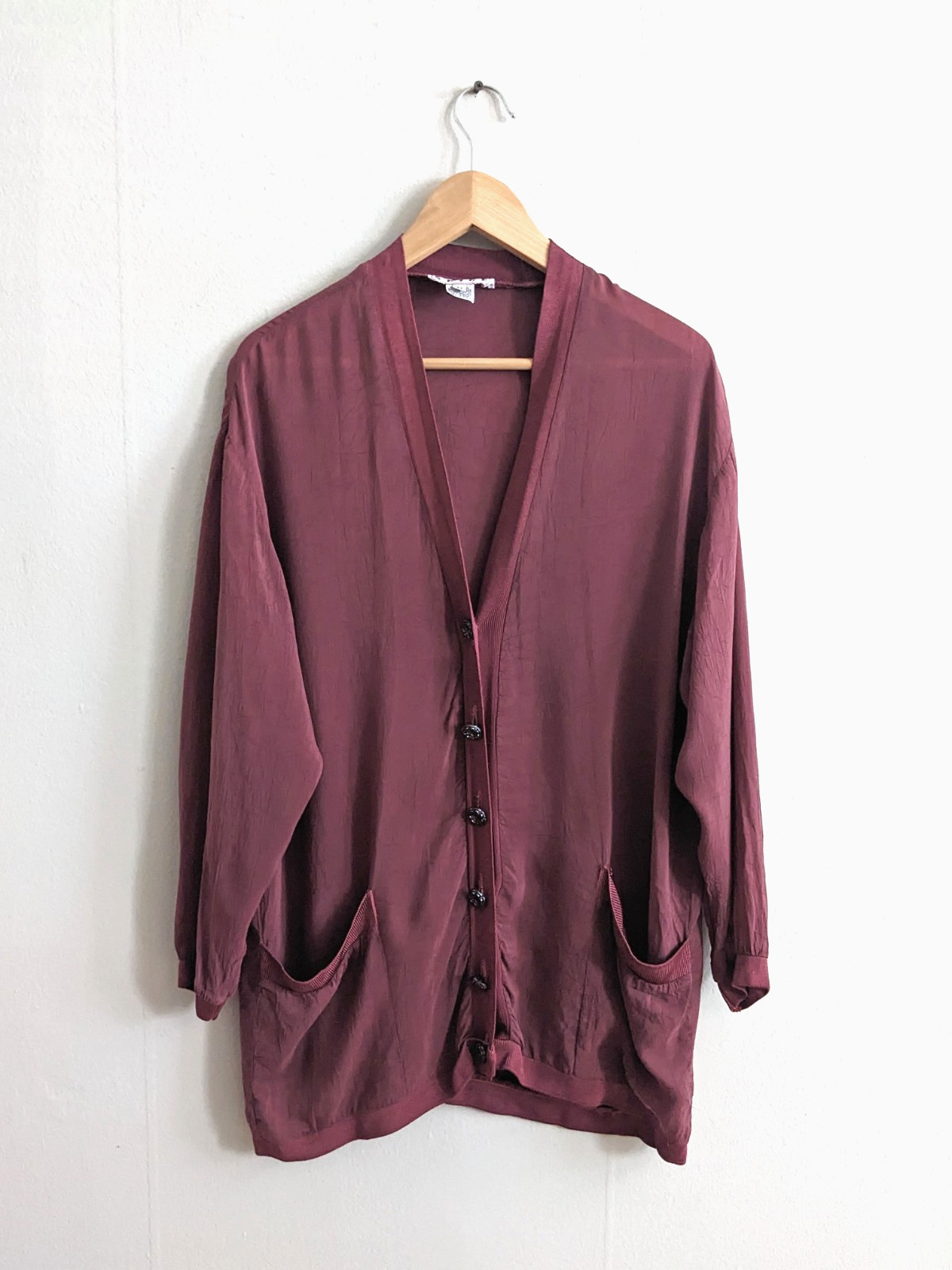 90’s vtg oversized dusty rose draped cardigan jacket