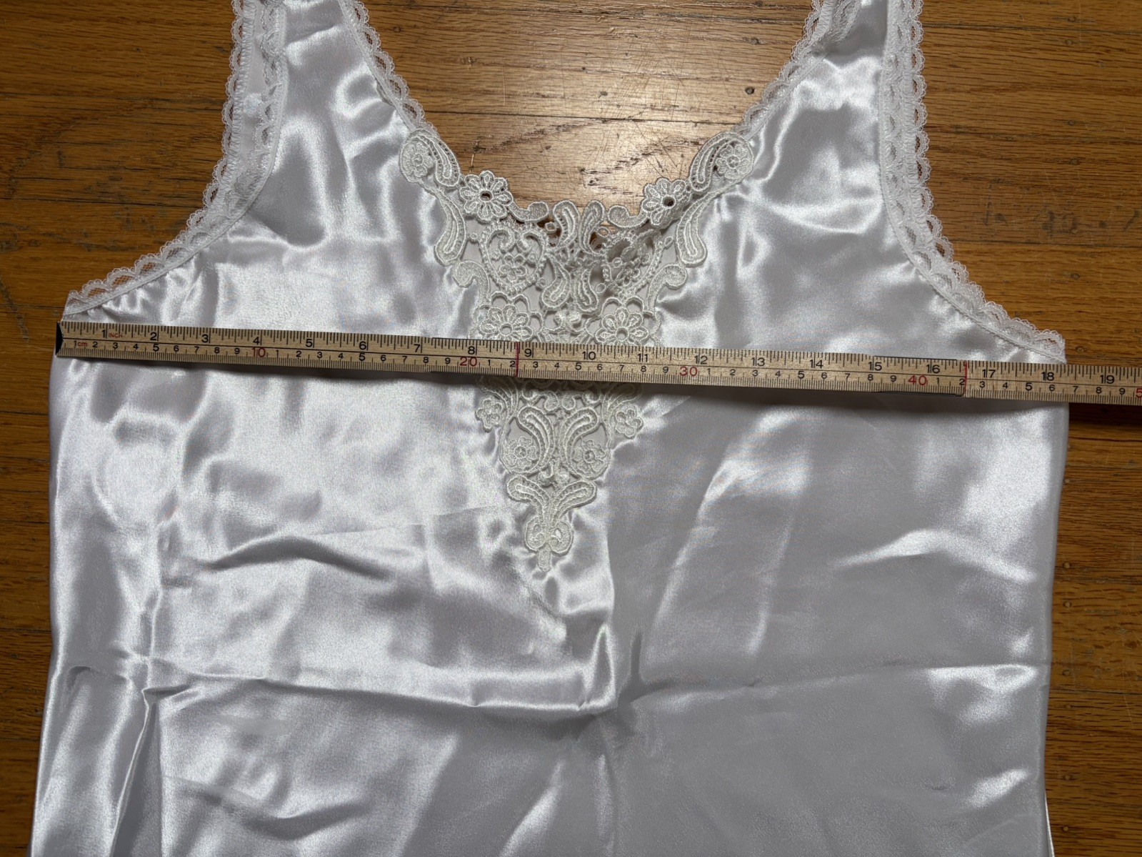 Vintage 90s Y2K Lace Trim Satin Tank Top L Lingerie Cami Fairy Coquette Whimsy