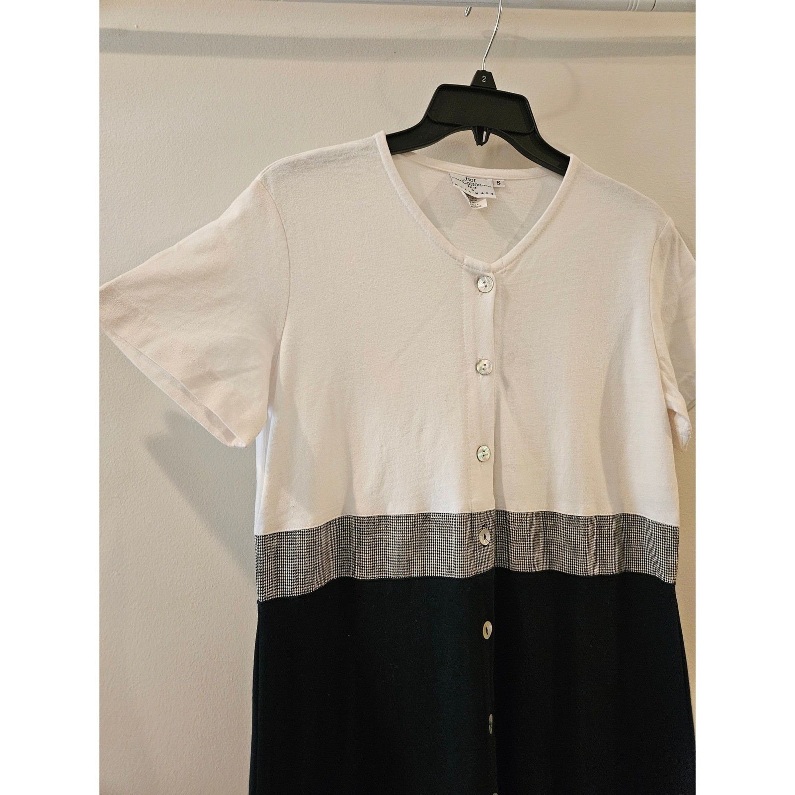 Womens 90s Colorblock Button Front Maxi Dress Linen Blend Houndstooth Small PS
