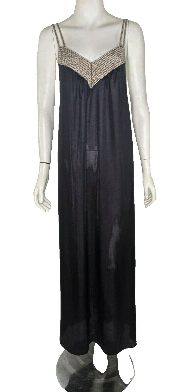 Vintage Nightgown Animal Print Lingerie Undercover Wear Pajama Dress Black Vtg M