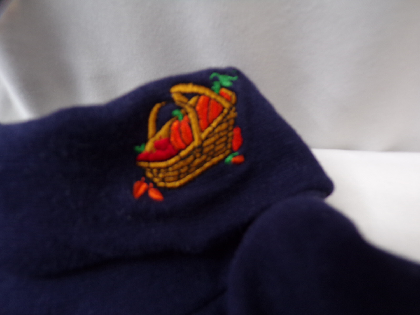 Vintage Eagle’s Eye Cotton Dickie Turtleneck Embroidered Longaberger Basket Blue