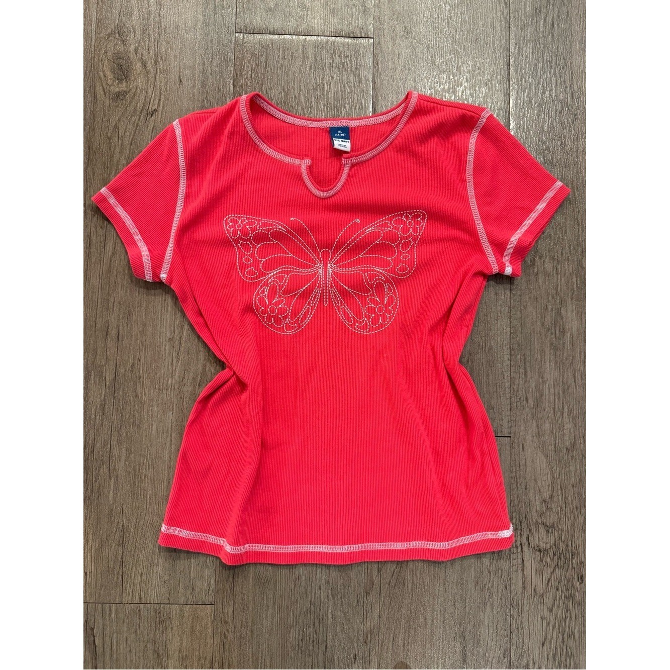 Vintage 2000s Y2K Butterfly Short Sleeve Top Size Small