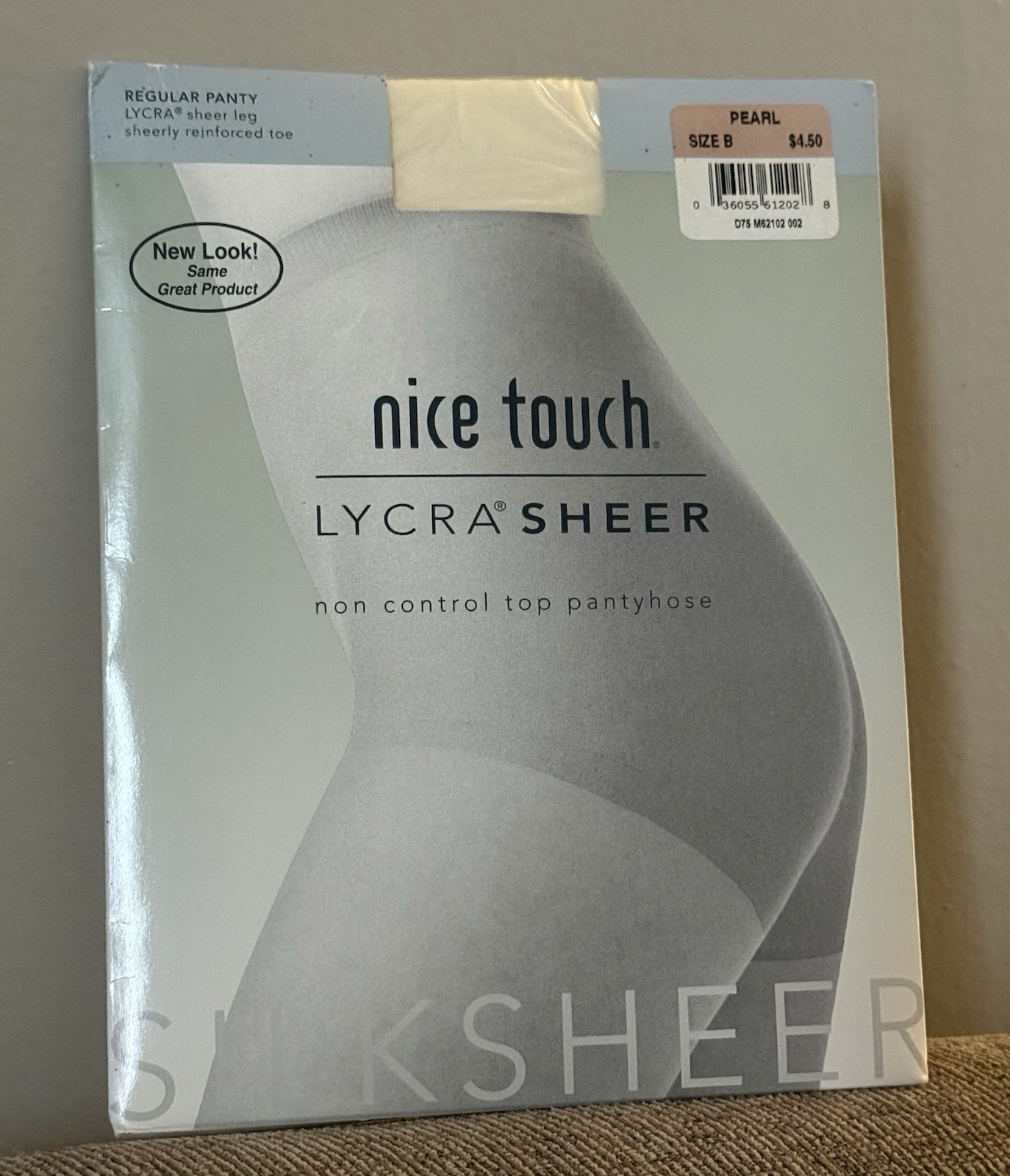 Vintage Sears Nice Touch Lycra Silk Sheer Pantyhose Stockings Pearl Size B New
