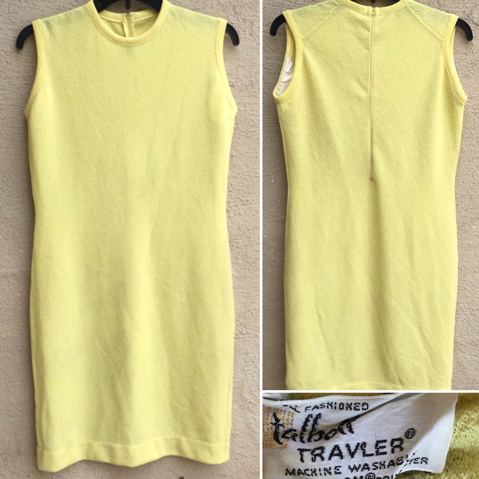 Vintage Talbott Travler Dacron Polyester Sheath Dress Knit 50s 60s 1960s Sz 10