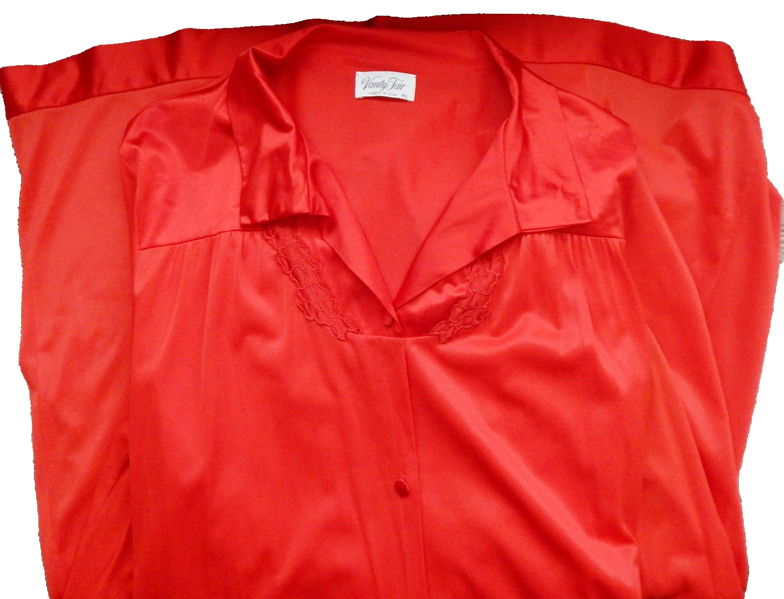 Vtg Vanity Fair Red Nylon Peignoir Set Slip Dress Size M & Robe Size XL USA