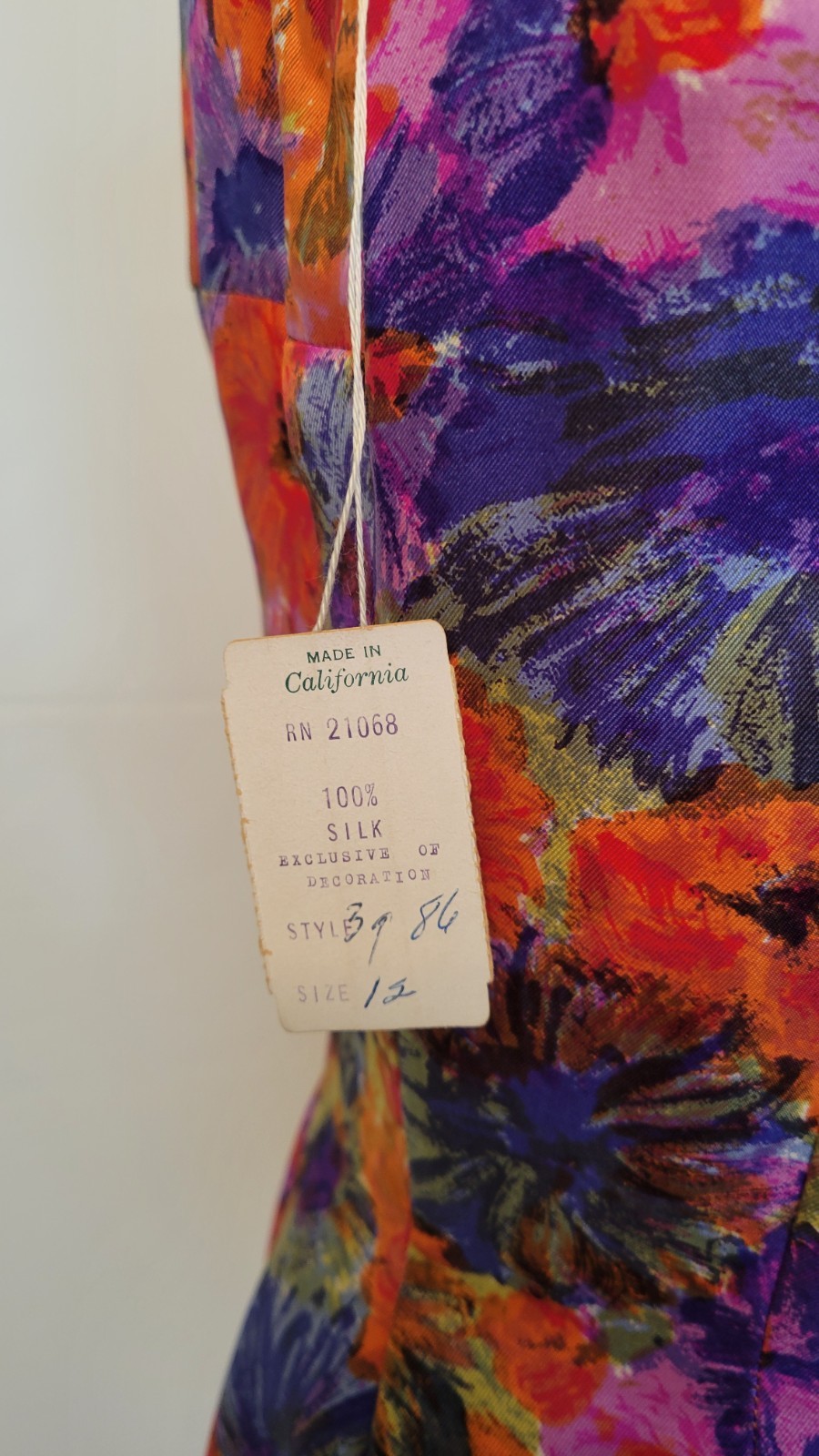 Deadstock NOS 1960s MR. BLACKWELL Design Silk Floral Wiggle Dress S Small