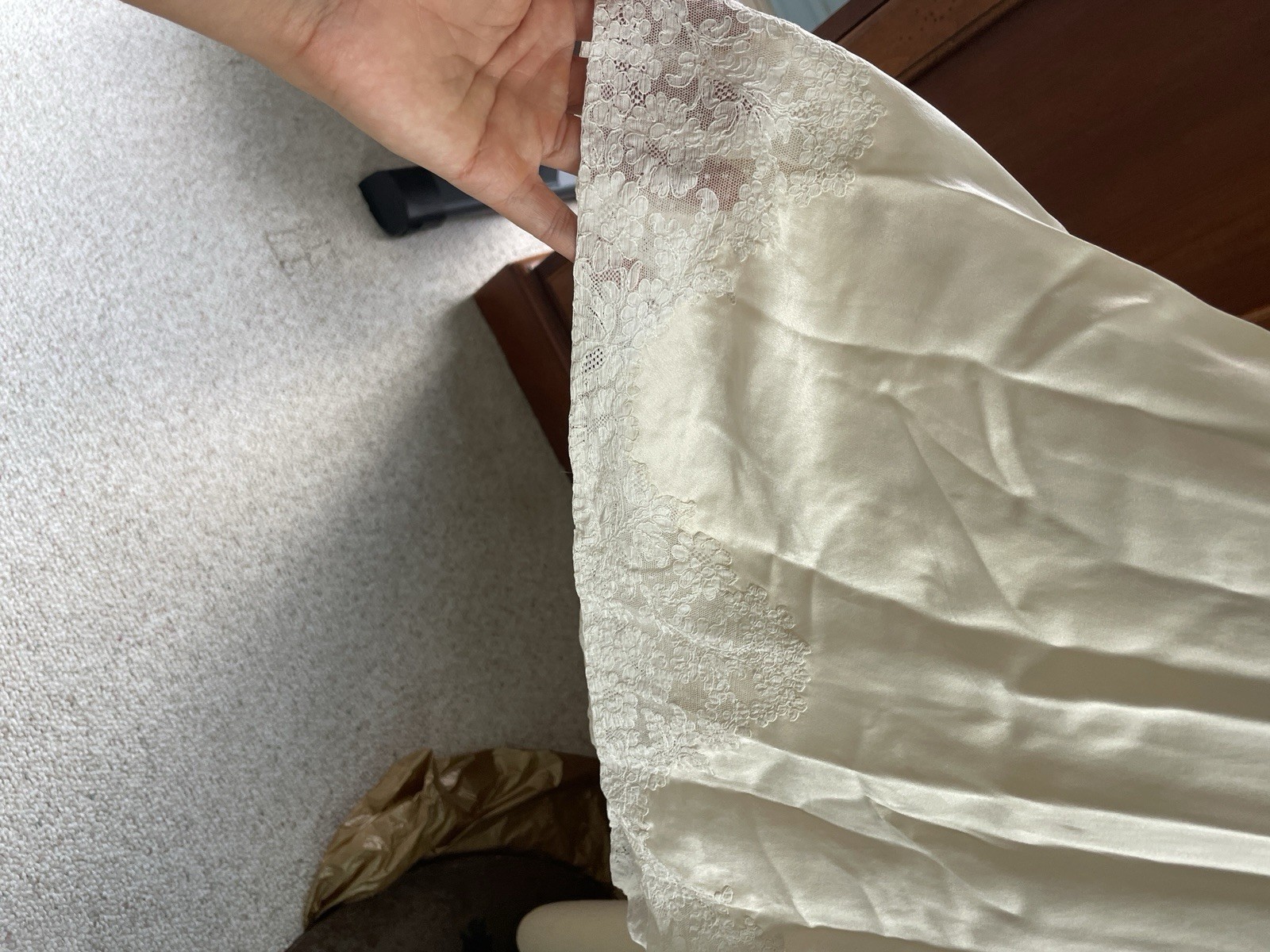 Vintage 1930s–1940s 100% Silk Ivory Mid Length Slip / Bias Lace French Lingerie