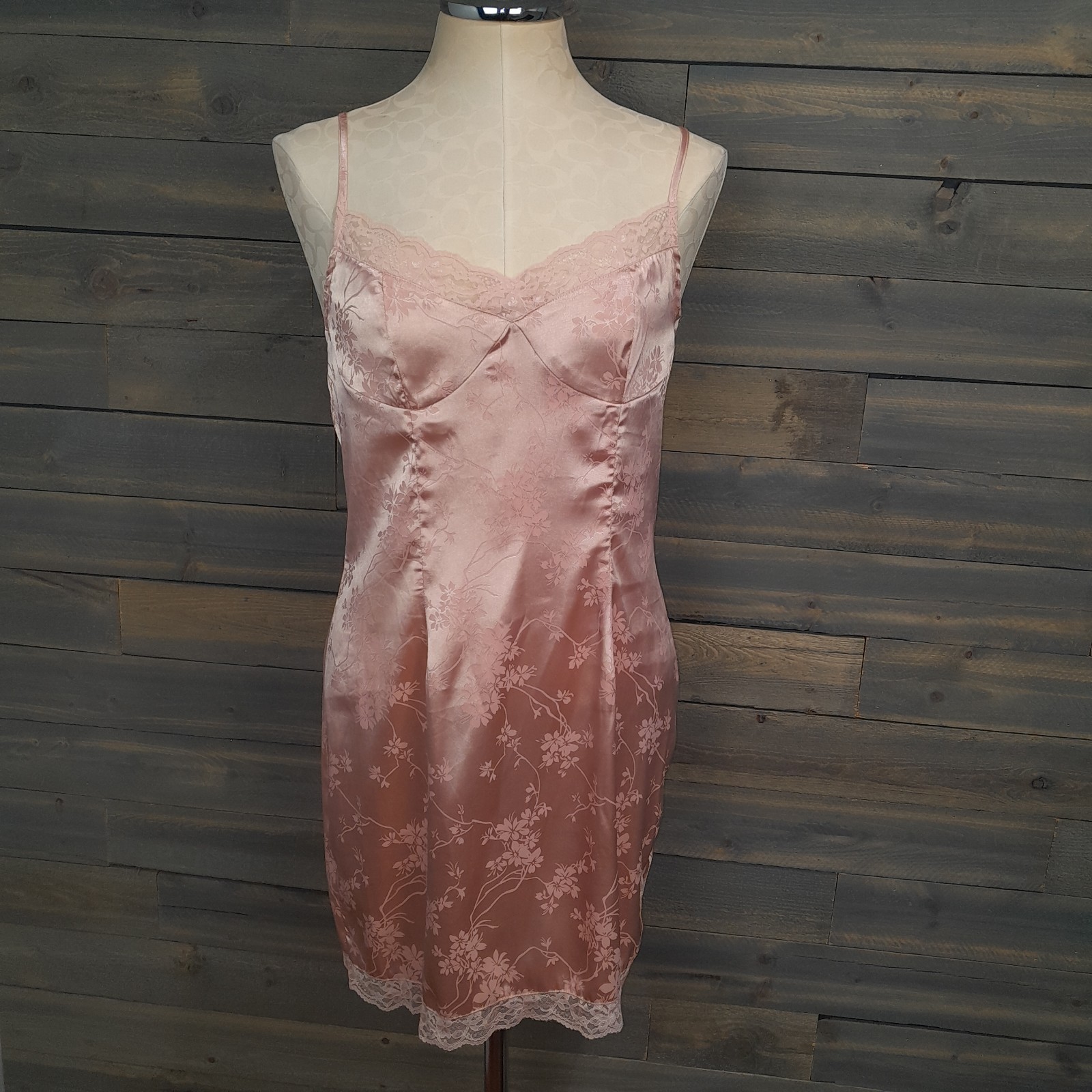Cider Dress Slip Womens L Peach Lace Babydoll Nightgown Lingerie Nylon Back Zip