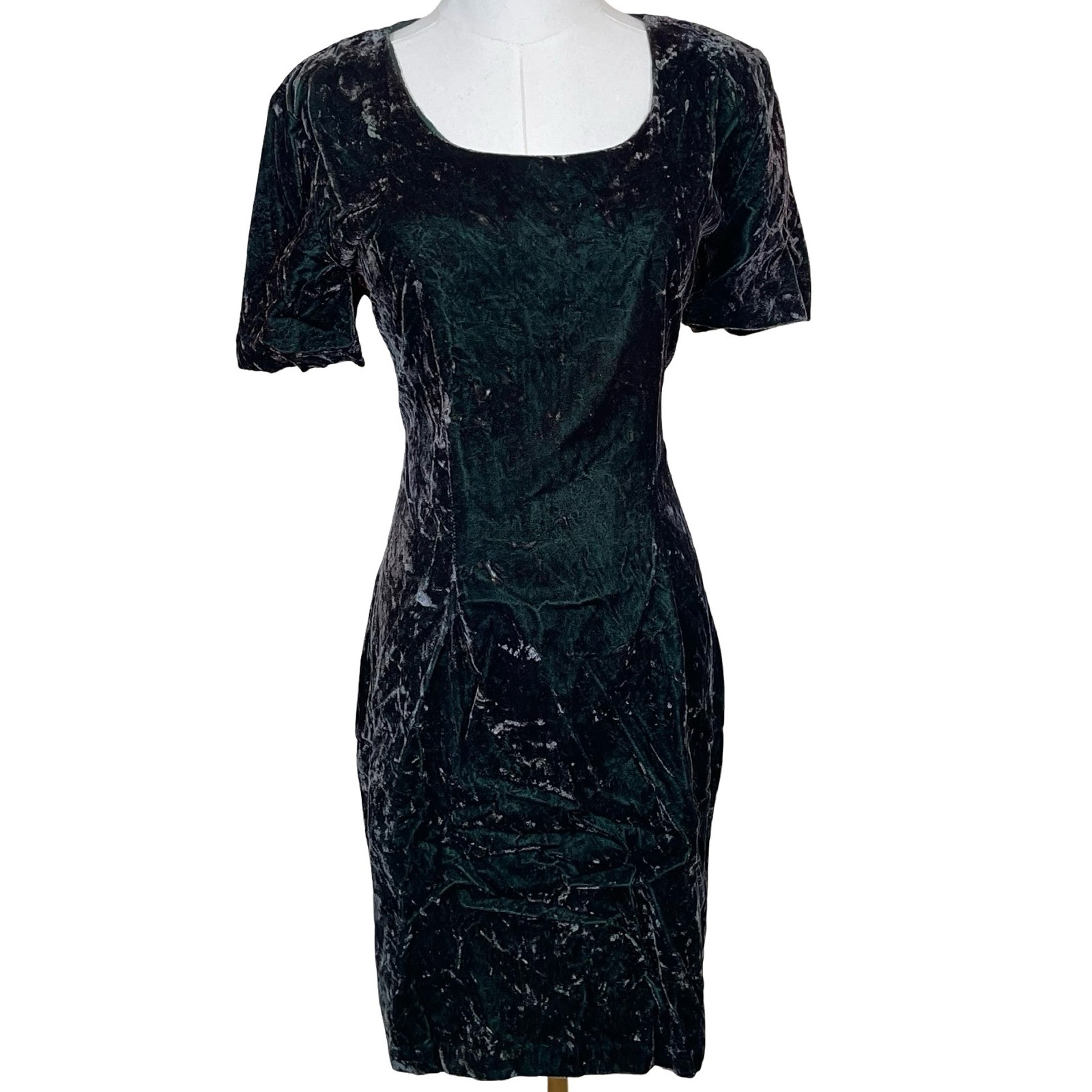 Vintage My Michelle Mini Crushed Velvet Dress Womens 11/12 Green Whimsigoth 90s