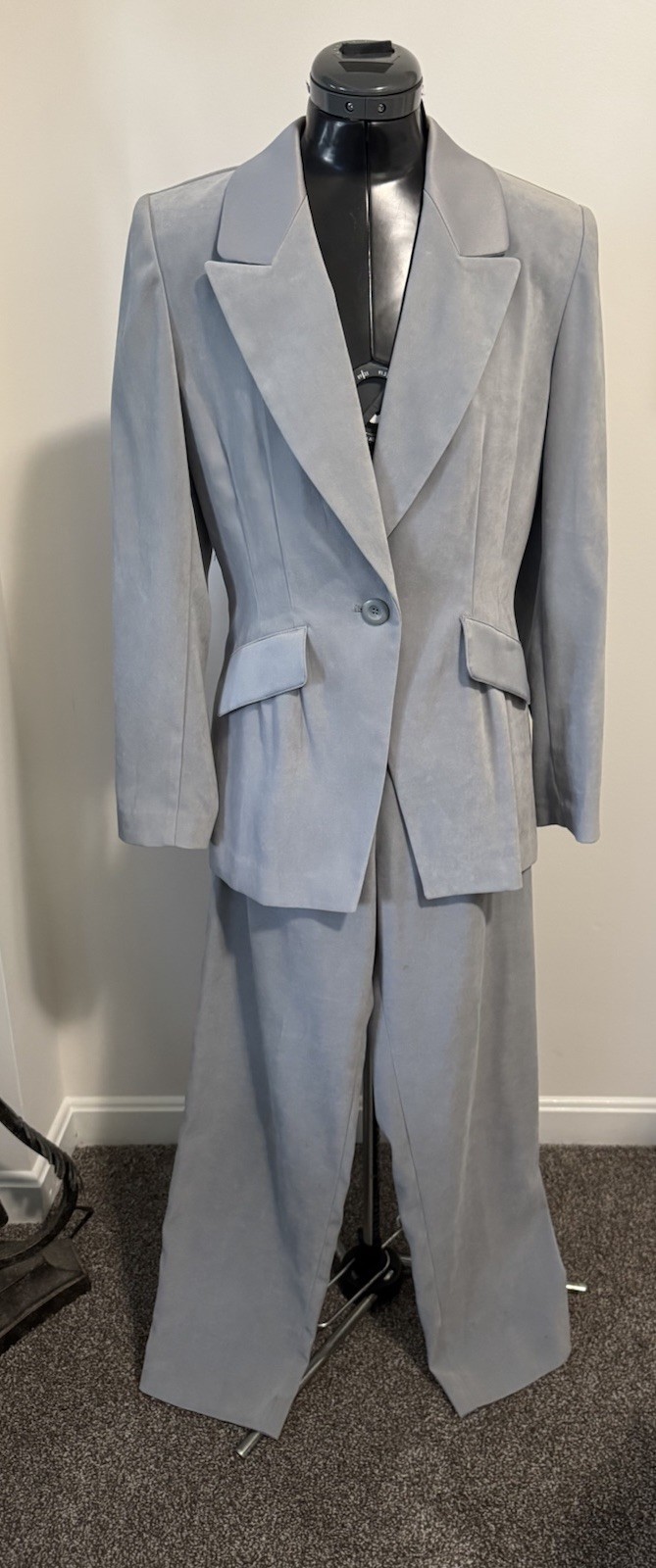 Vintage Y2K Gantos Tuxedo Pant Suit Gray Satin Lapel Women’s 8
