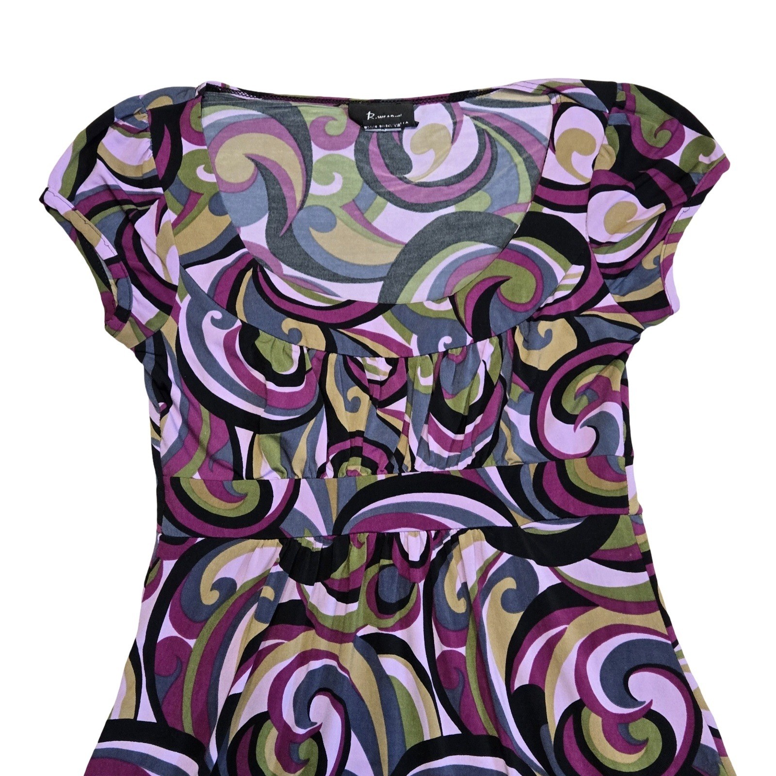 VTG y2k funky print babydoll mini dress / SM / B WEAR, retro, groovy, 70s, 2000s