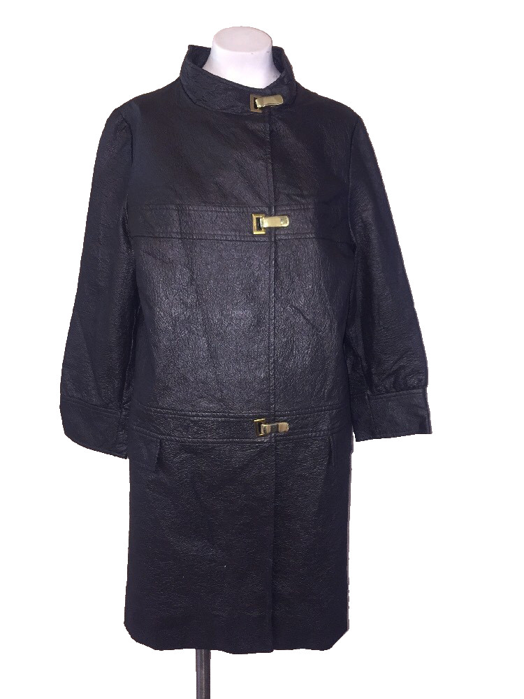 Vintage 60’s Aqua Sheen Rainwear Brown Raincoat Trench Coat Jacket Size Small
