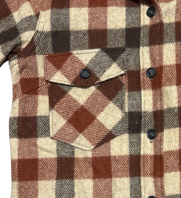 Vintage 60s LL Bean Wool Shirt Women’s 10 Plaid Flannel USA Made Script Logo EUC