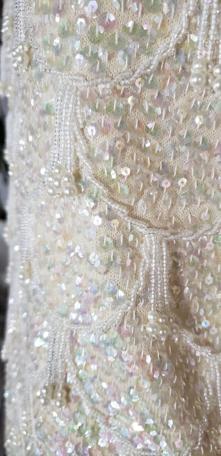 Vintage 1960’s Beaded Sequined Sweater Top Sleeveless Lined Fringe Cocktail