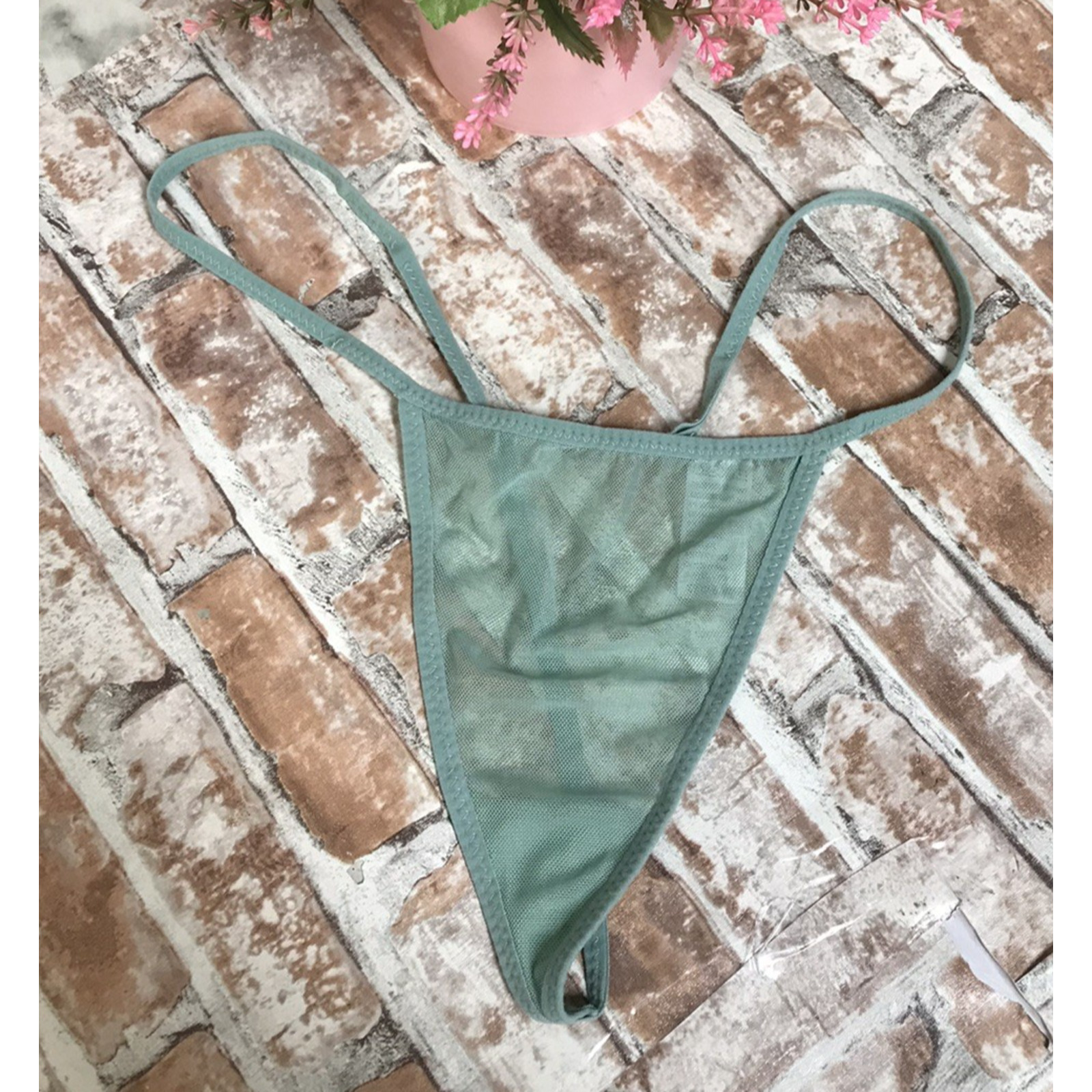 Mesh Sz X-Large Green Thong String Panties Underwear Strappy Underwear
