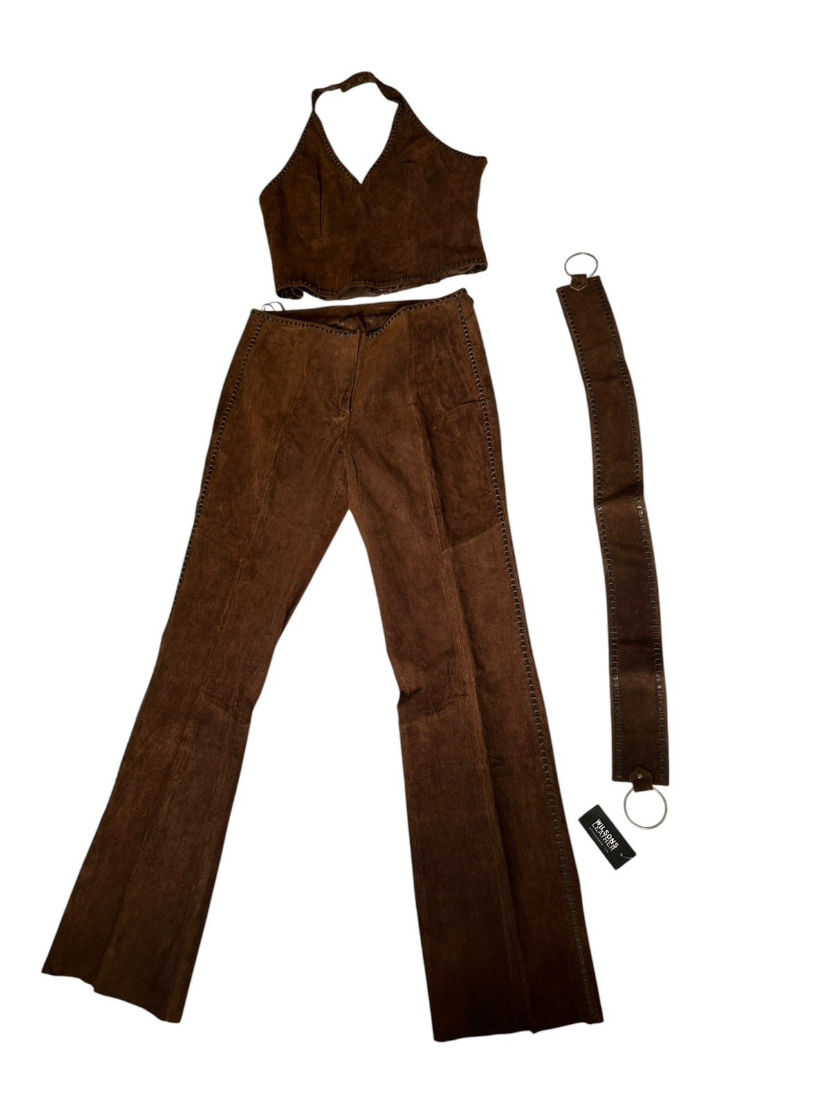 Vintage Y2K Venus Williams Wilson Leather Halter Pants Belt Dark Brown Suede!