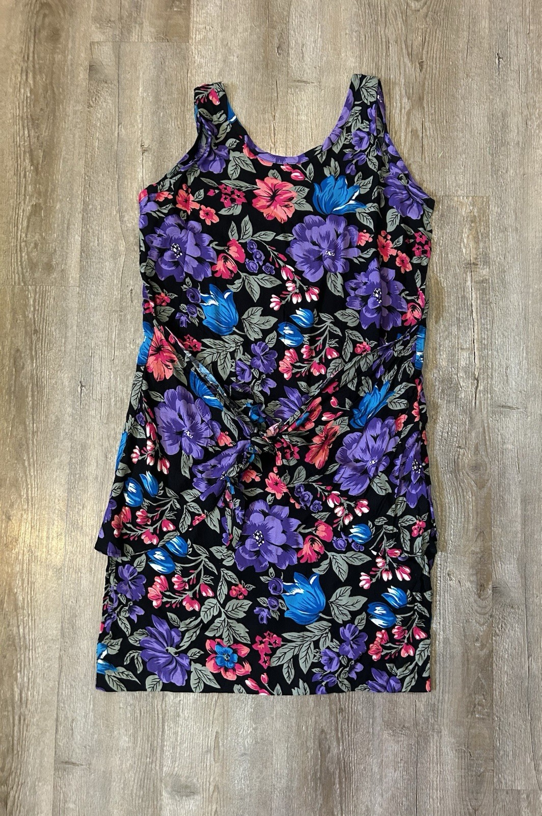 Maggie Lawrence Sport Floral Mini VTG 90’s Dress Faux Wrap Front SZ M Tropical
