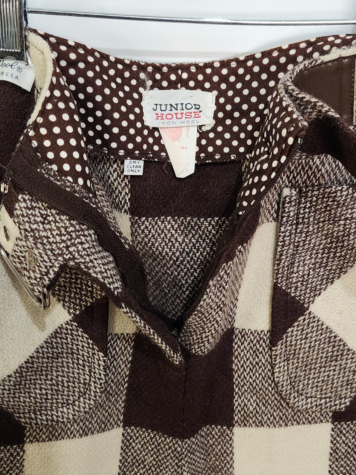 Junior House Brown 100% Wool Brown Skirt Plaid Gorgeous! Size: 11 – 12 (U129)