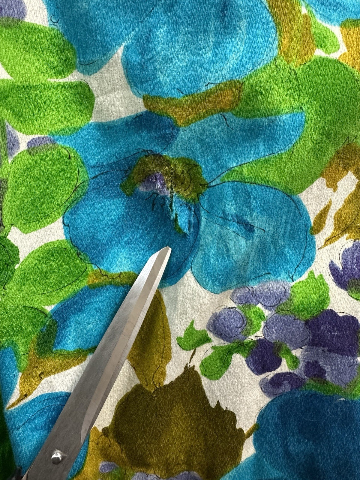 Vintage Lauhala 1970s dress floral blue green Hawaiian PLS Read