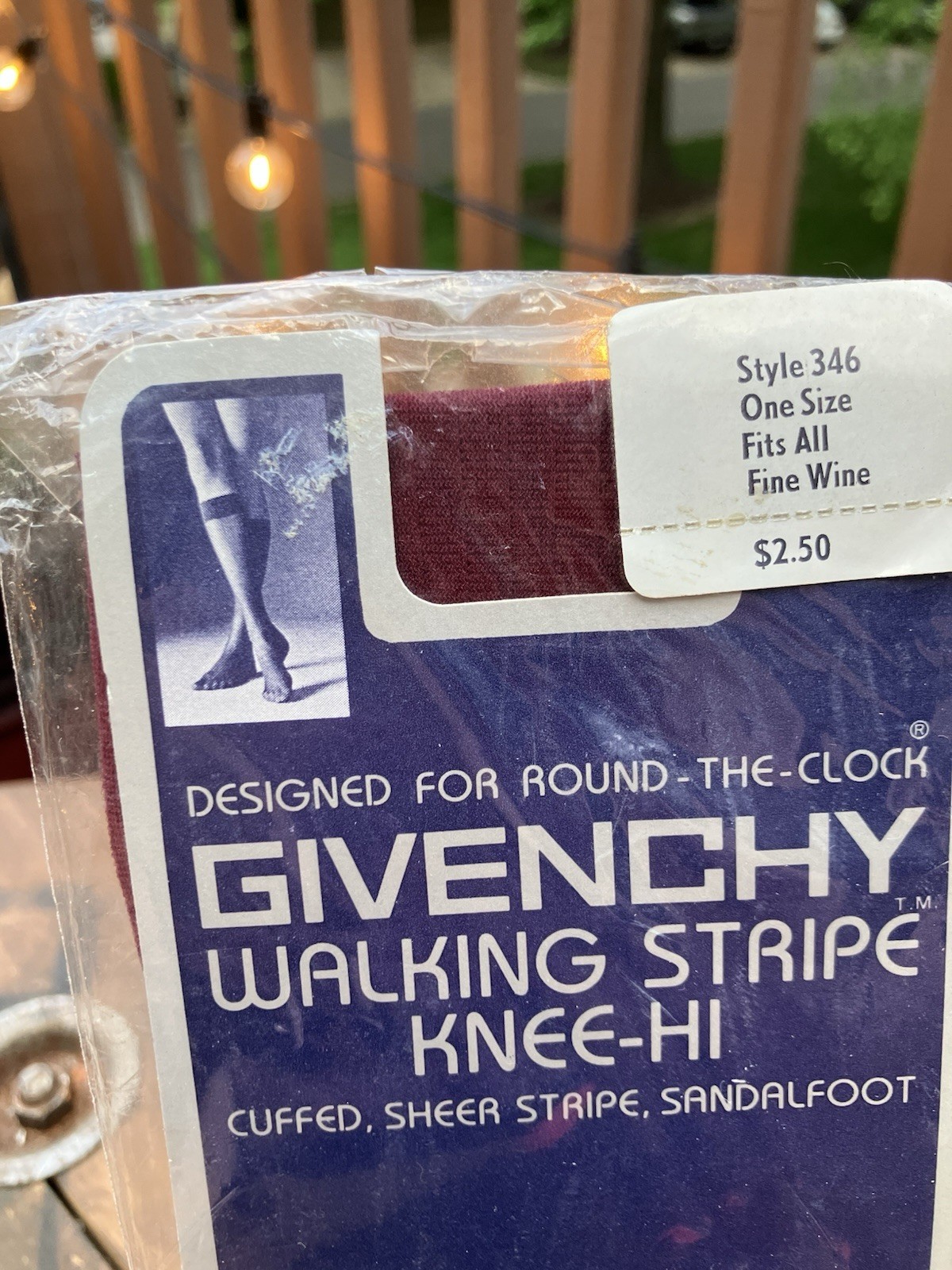 Vintage Givenchy Walking Stripe Knee-Hi Socks Fine Wine NOS Style 346