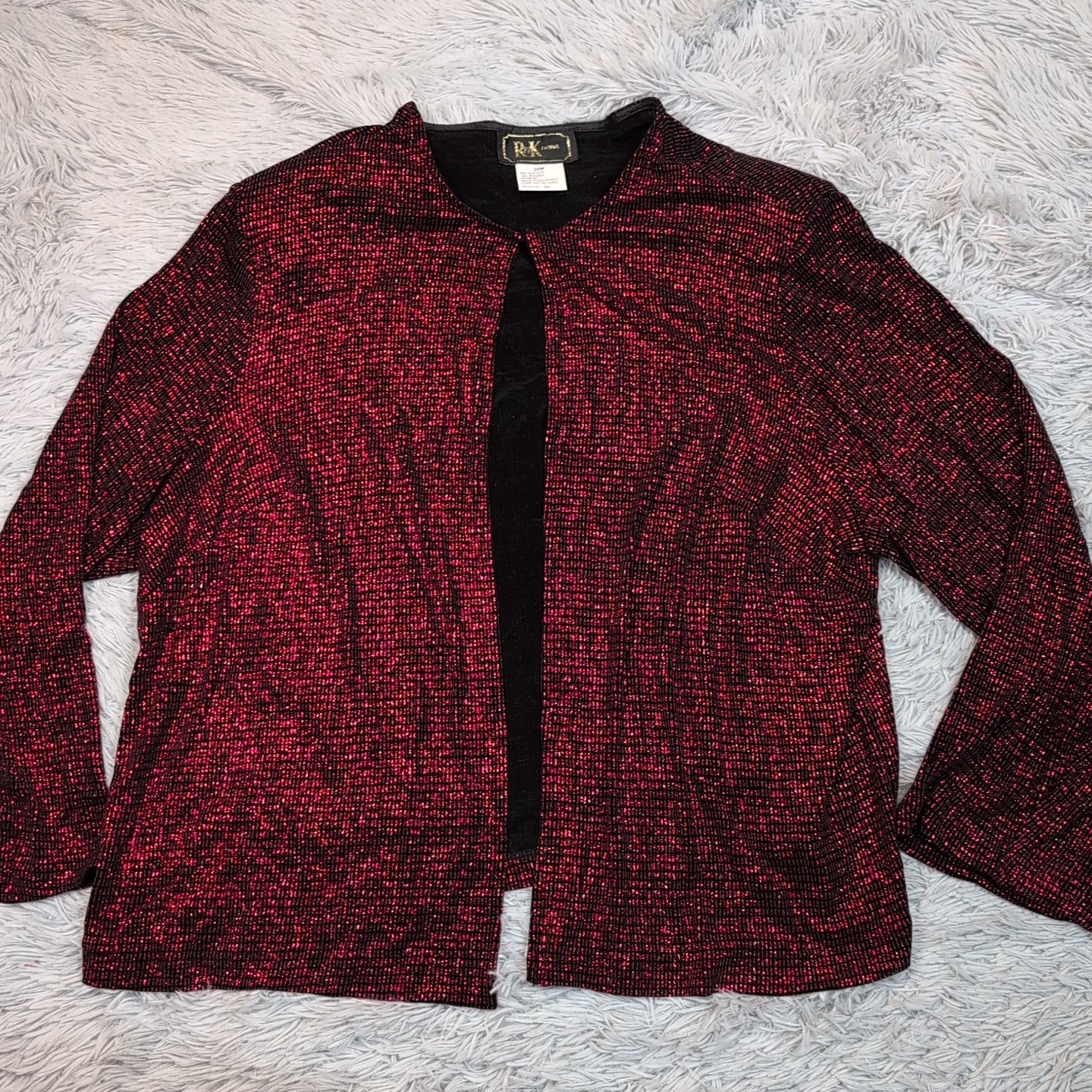 Vintage R & K Evening Jacket Womens 22W Red Blazer Lightweight Career Sparkly