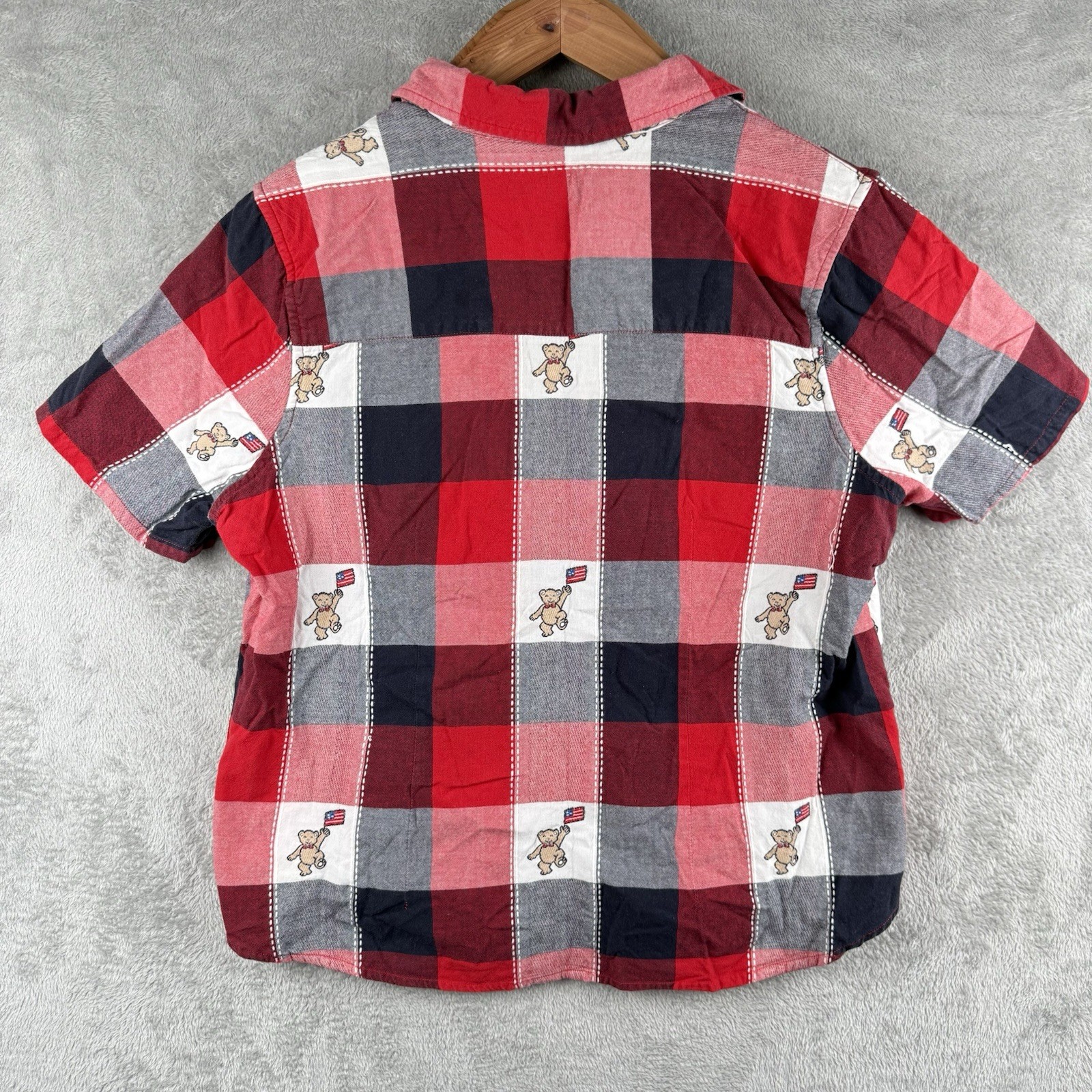 Fashion Bug VTG July 4th Embroidered Bear Flag Button Down Shirt Womens 18/20