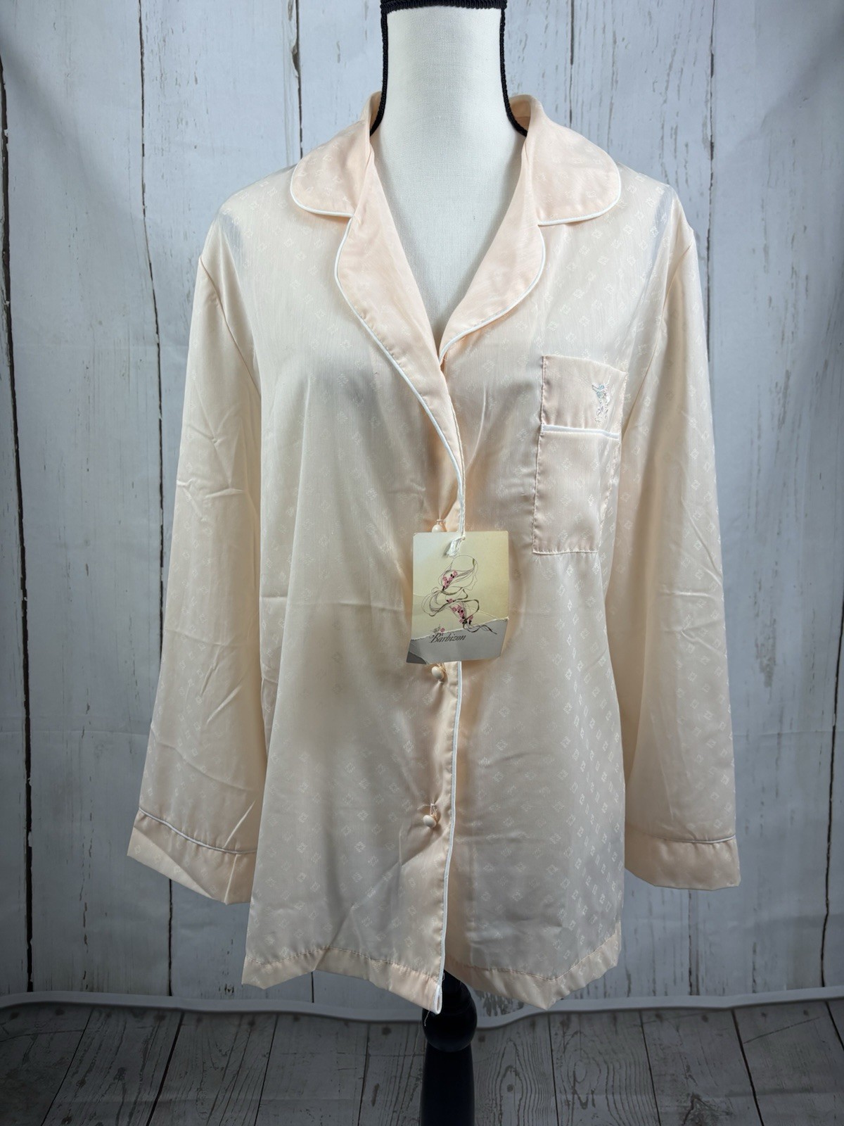 NWT Vintage Barbizon Batiste Lightweight Pajama Shirt Peach Made in USA Sz 42
