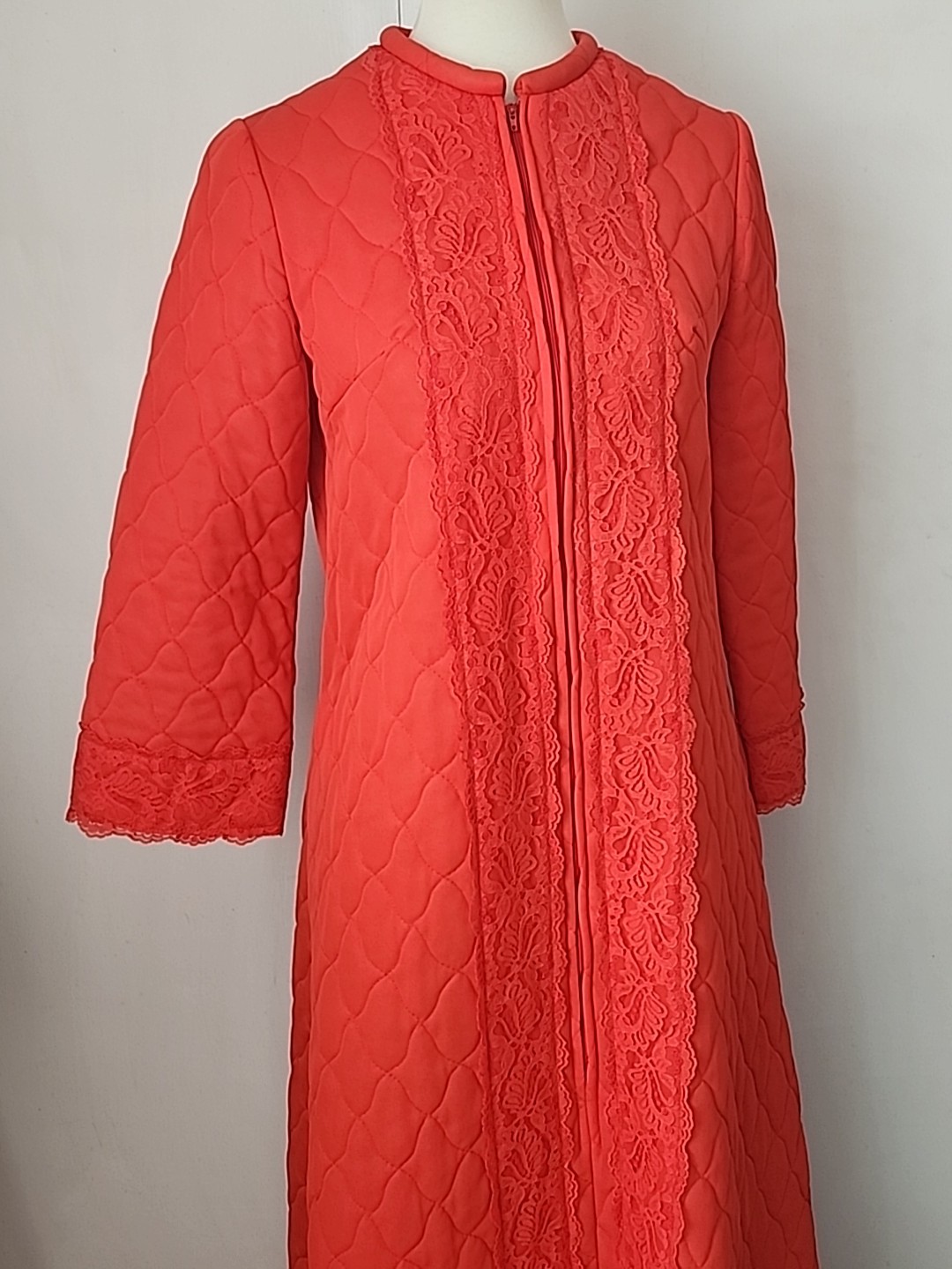 Vintage 60s JC Penny’s Red Nylon Quilted Robe Housecoat