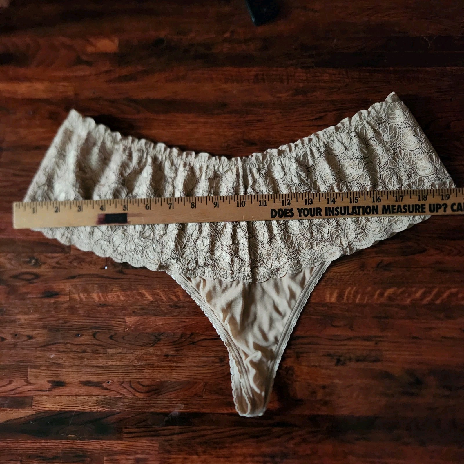 Vintage Avenue Body Plus Size Thong Womens 18-20 Beige Floral Panties Underwear