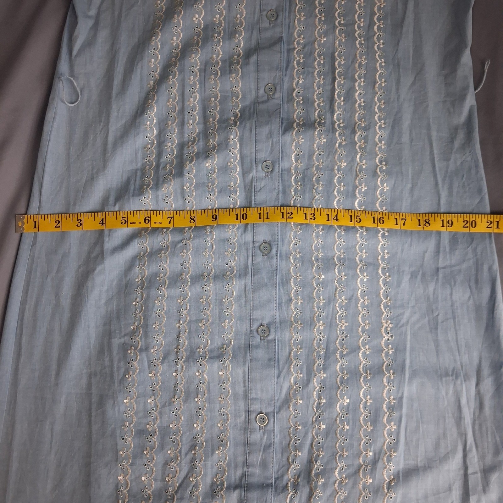 Serbin Marianne Shirt Dress Rockabilly Blue Eyelet Embroidered Belted SZ 10 USA