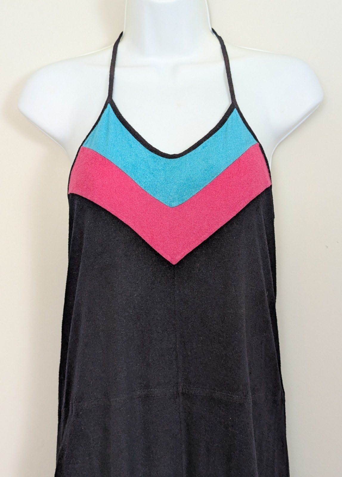 VTG 1970s Queen’s-Way to Fashion Coordinate Collection Black Halter Tie Jumpsuit