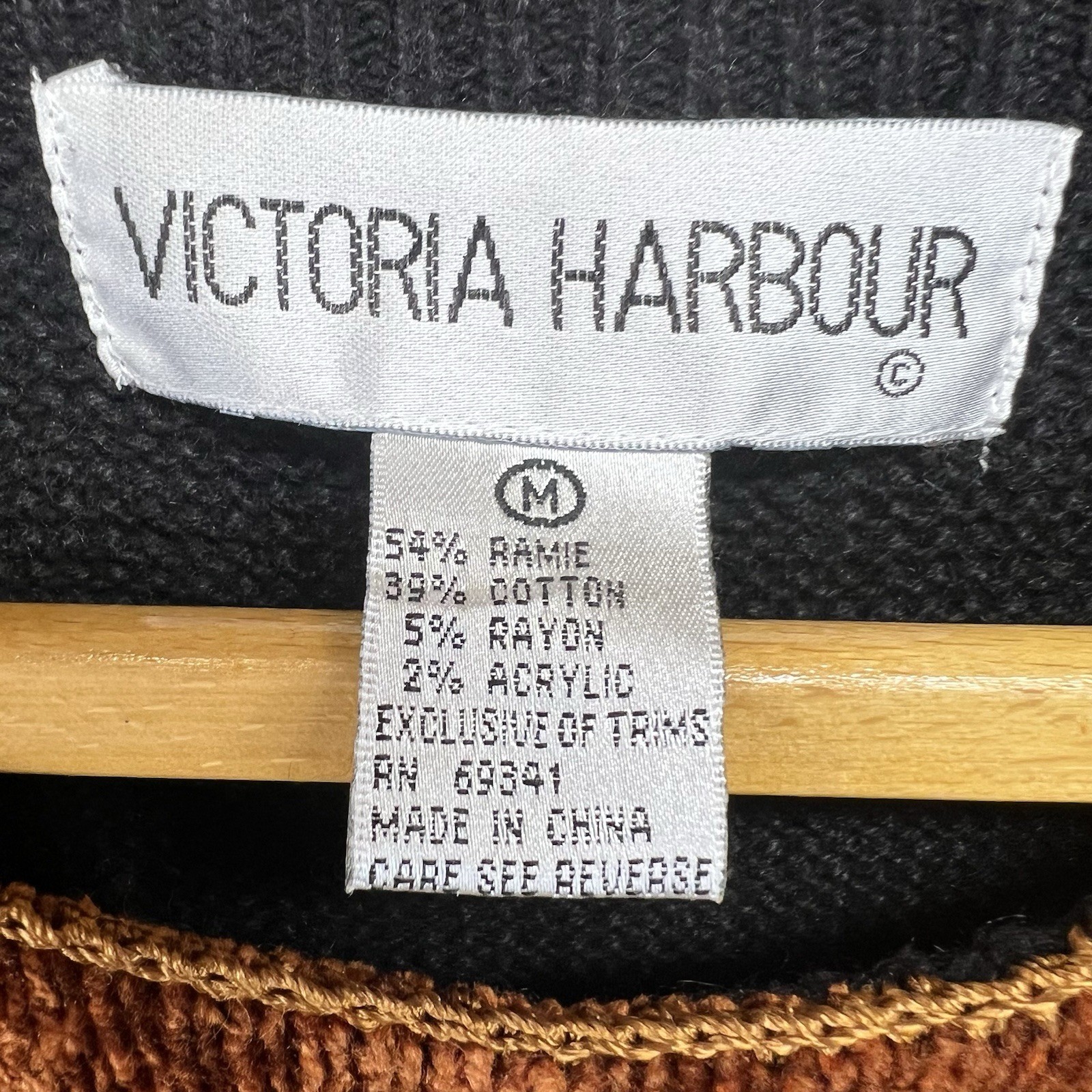 Victoria Harbour Animal Patchwork Sweater Womens M Black VTG 90s Panther Giraffe