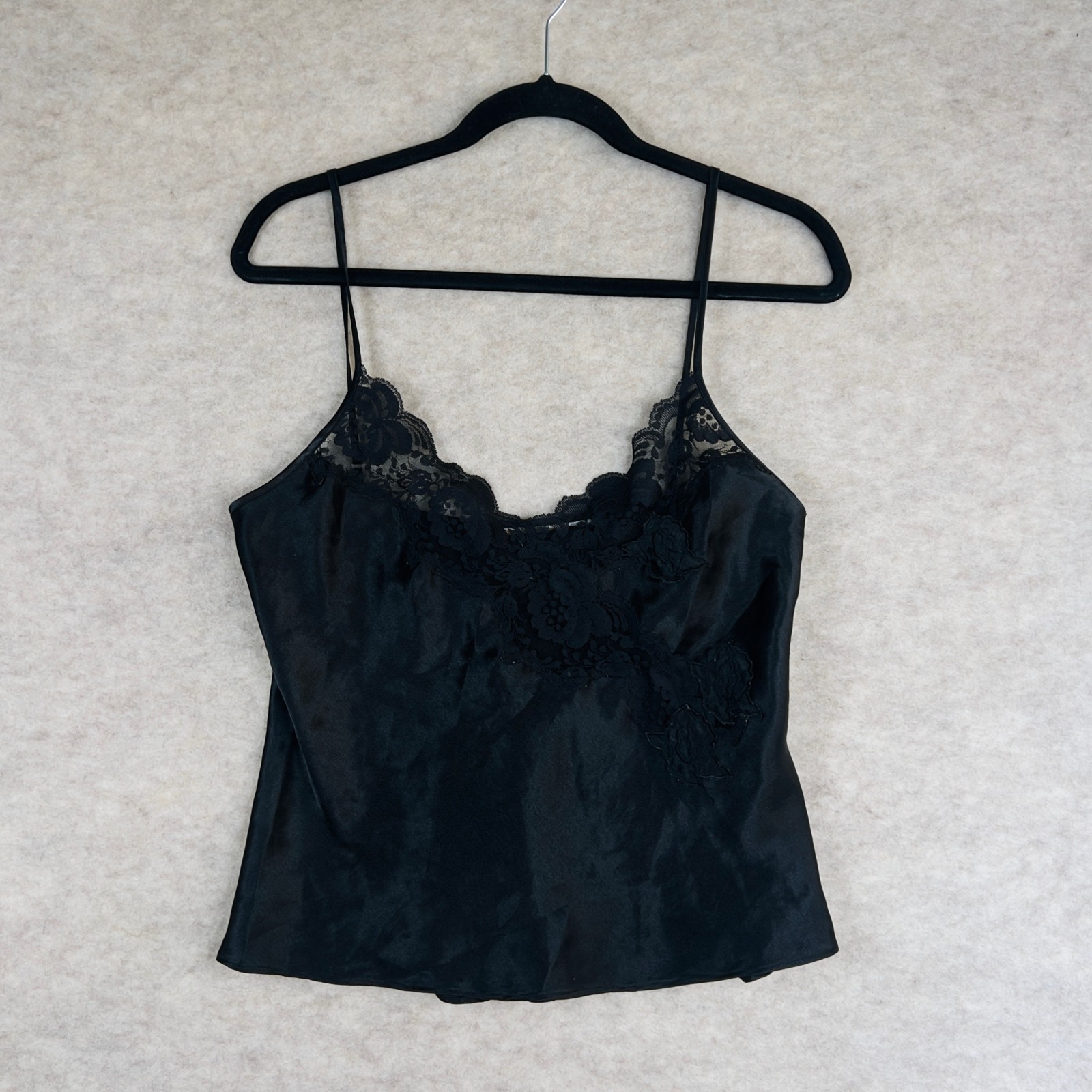 Vintage Lingerie Camisole Slip Best Fit S/M Black Lace Romantic Date Night