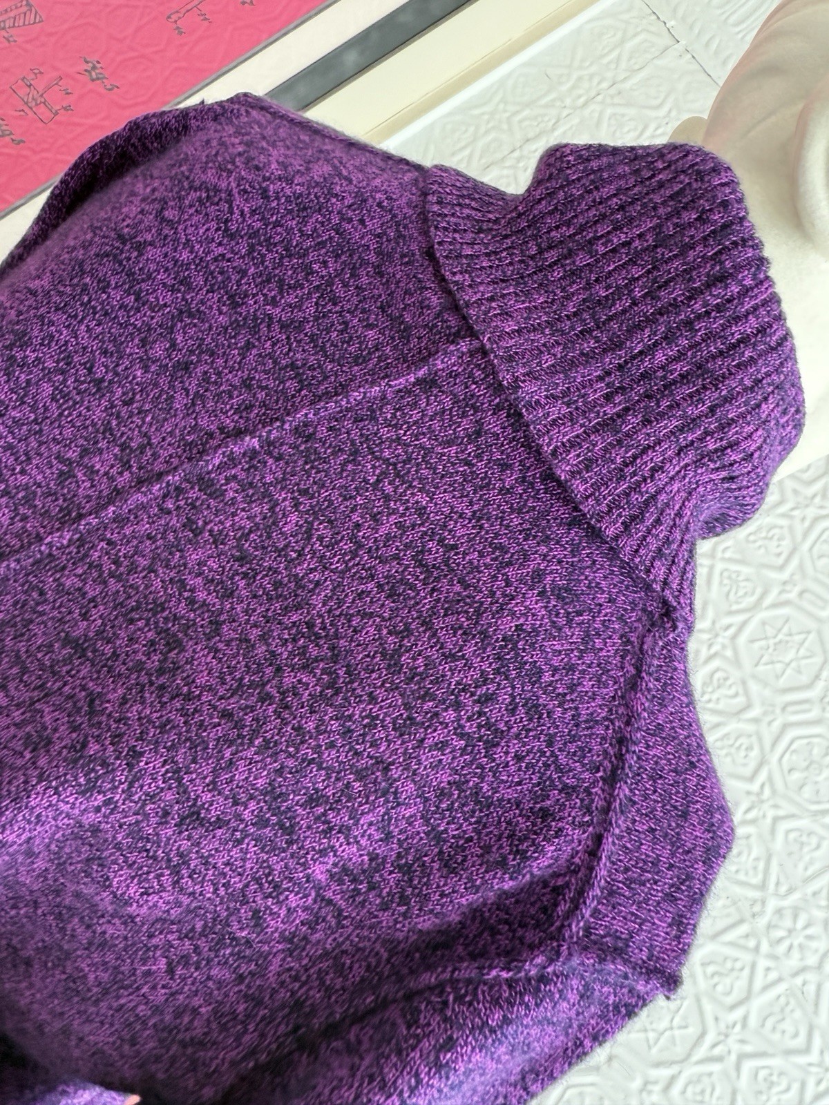 Purple Black Heather Cashmere Turtleneck sweater Medium Aqua