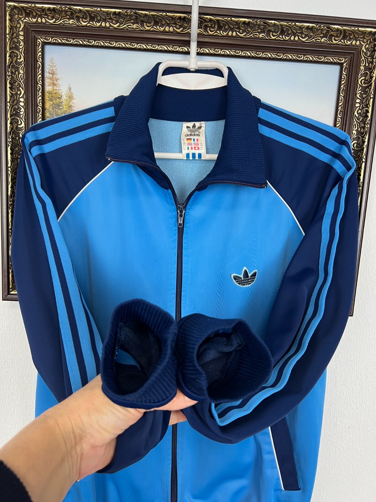 Vintage 80’s West Germany Blue Nylon Jacket Track Top Woman Rare Hype Size M