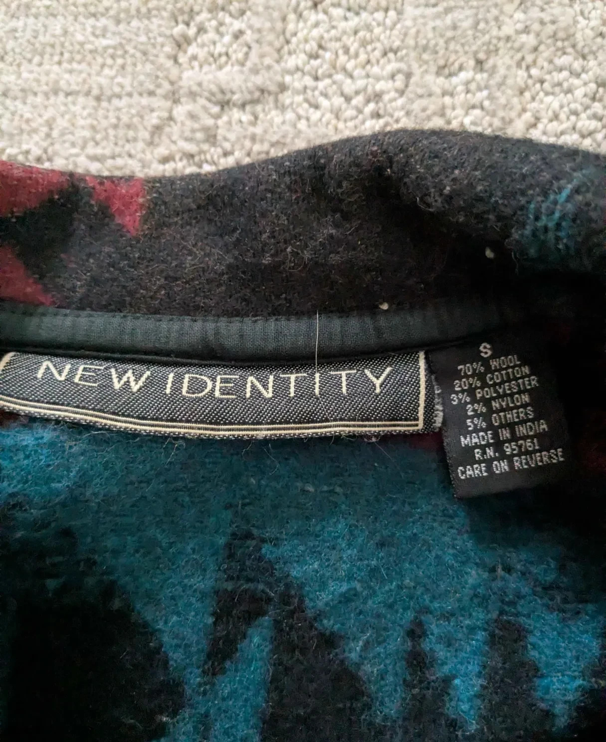Vintage New Identity Women’s Multicolor Aztec Wool Blend Jacket Sweater Size: S