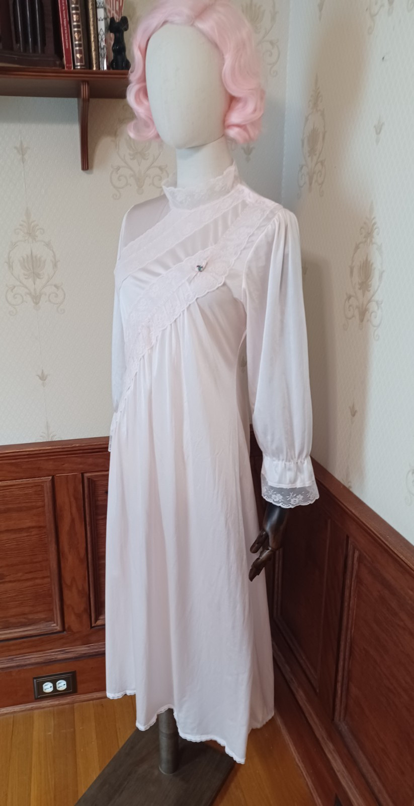 Vintage 1950s/60s Mid-century Palest Pink Romantic Victorian Cottagecore Gown