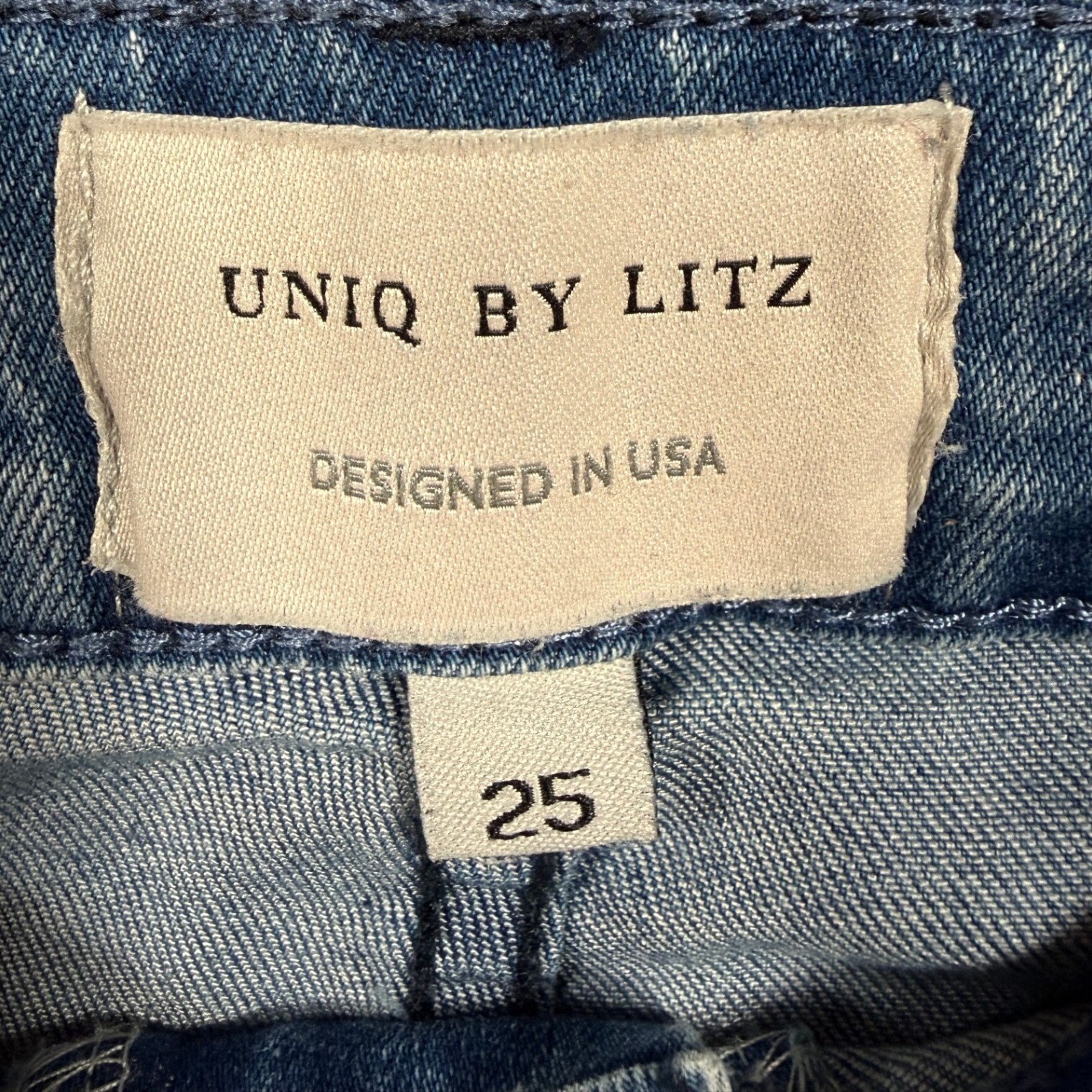 UNIQ By Litz Jeans 25 26 Bell Bottom Extreme Flare Western Festival Boho Raw Hem