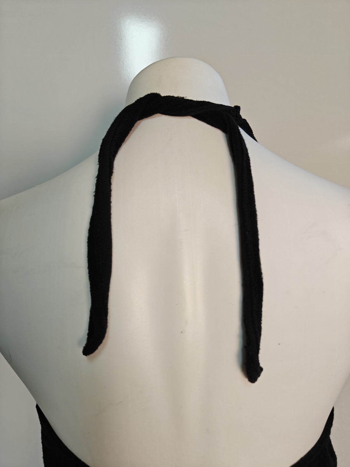 Metropolitan 80s Black Terry Cloth Pool Beach Coverup Small Halter Dress *Read